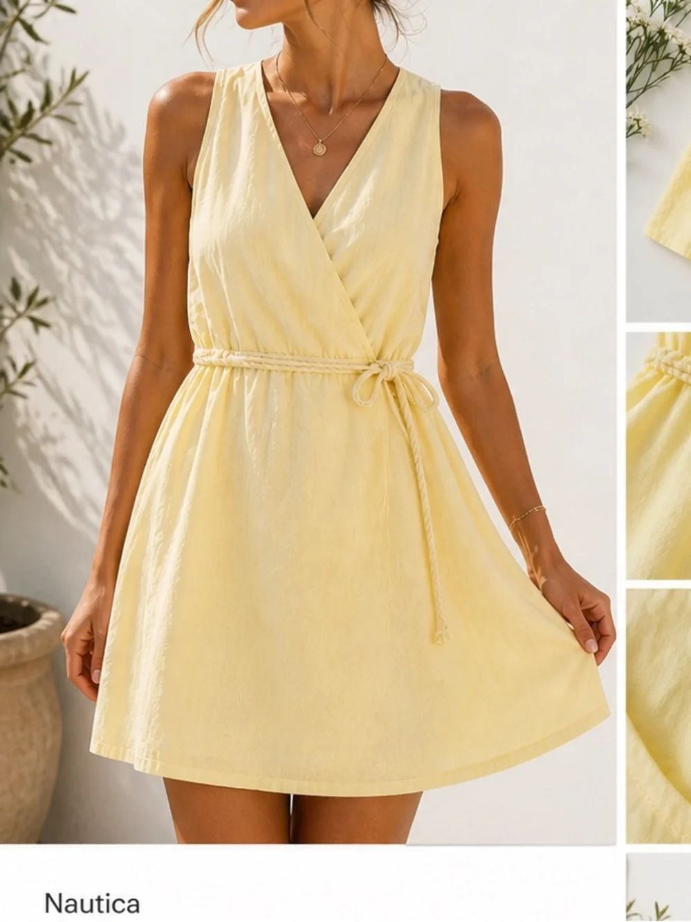 Nautica Yellow Sleeveless Wrap Midi Dress
